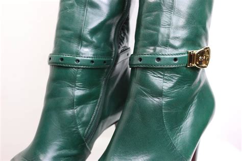 gucci green leather boots|high heel Gucci boots.